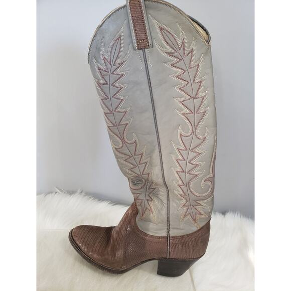 Dan Post Western Exotic Teju Lizard Reptile Cowboy Boots Womens Size 5.5C - Picture 2 of 9